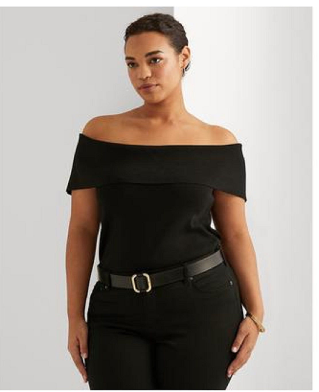 Ralph Lauren Women's Off Shoulder Sweater Black Size 2X