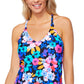Island Escape Women's T Back Underwire Tankini Top Swimsuit Black Size 6