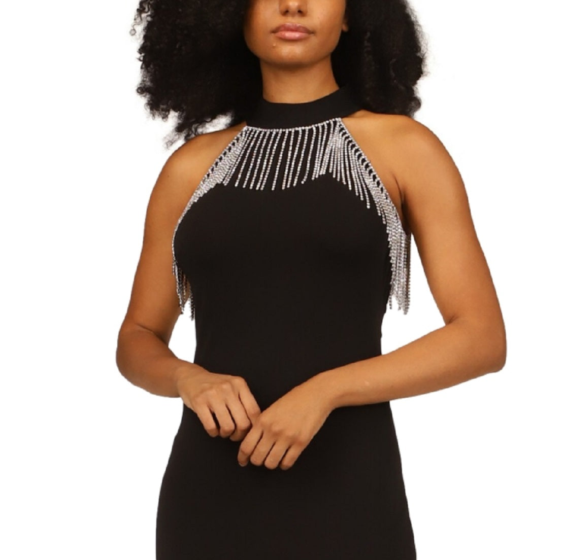 Michael Kors Women's Rhinestone Fringe Sheath Dress Black Size Small