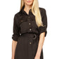 Michael Kors Women's Roll Sleeve Utility Dress Black Size Small