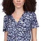 Michael Kors Women's Tied Dyed Print Ruched Top Blue Size Petite X-Large