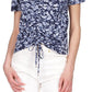 Michael Kors Women's Tied Dyed Print Ruched Top Blue Size Petite X-Large