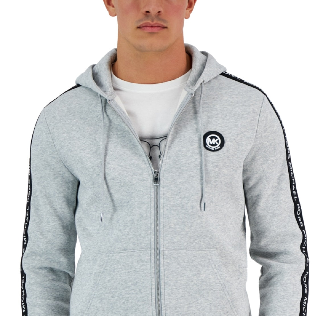Michael Kors Men's Logo Tape Fleece Hoodie Gray Size XX-Large