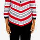 Alfred Dunner Women's Checking In Textured Chevron Asymmetrical Sweater Red Size Large