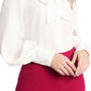 CeCe Women's Button Up Bow Blouse White Size X-Large