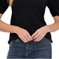 CeCe Women's Puff Sleeve Crewneck Top Black Size Small