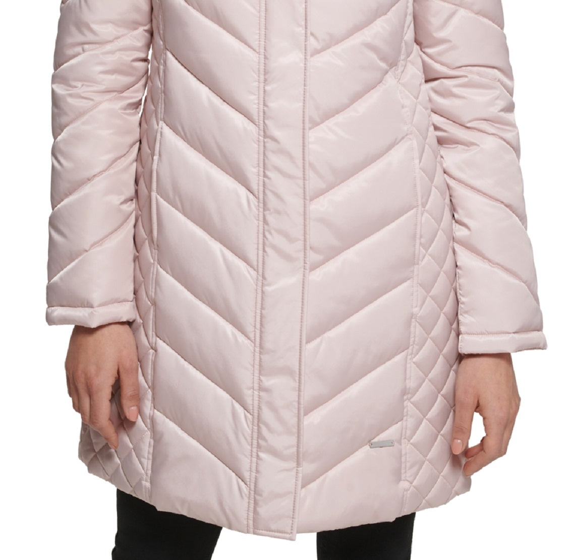 Kenneth Cole Women's Faux Fur Trim Hooded Puffer Coat Pink Size Large