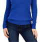 Tommy Hilfiger Women's Cotton Mock Turtleneck Cable Knit Sweater Blue Size Medium