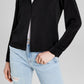 And Now This Women's Notch Collar Long Sleeve Shirt Jacket Black Size Large