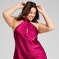 And Now This Women's Satin Keyhole Halter Dress Pink Size 2X
