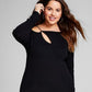 And Now This Women's Chain Strap Ribbed Knit Sweater Dress Black Size 2X