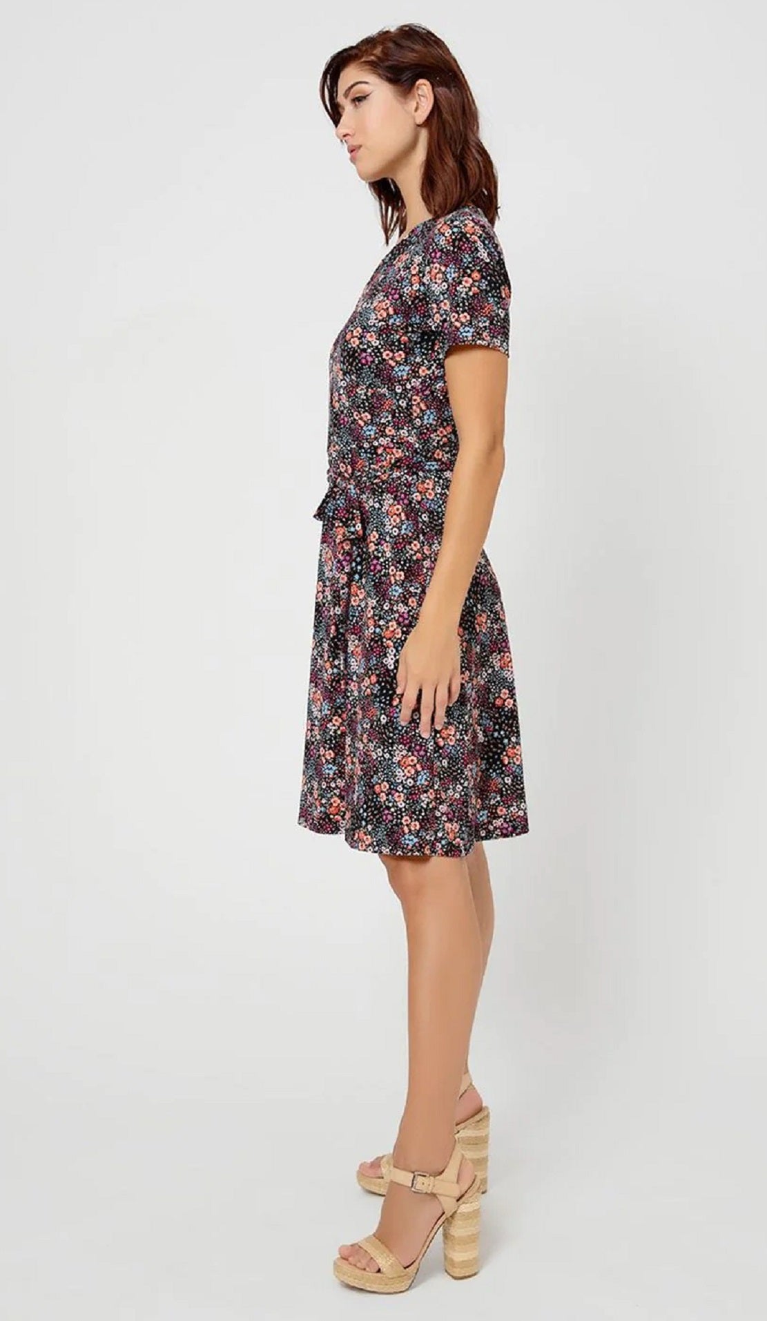 Leota Women's Perfect Wrap Cap Sleeve Dress Black