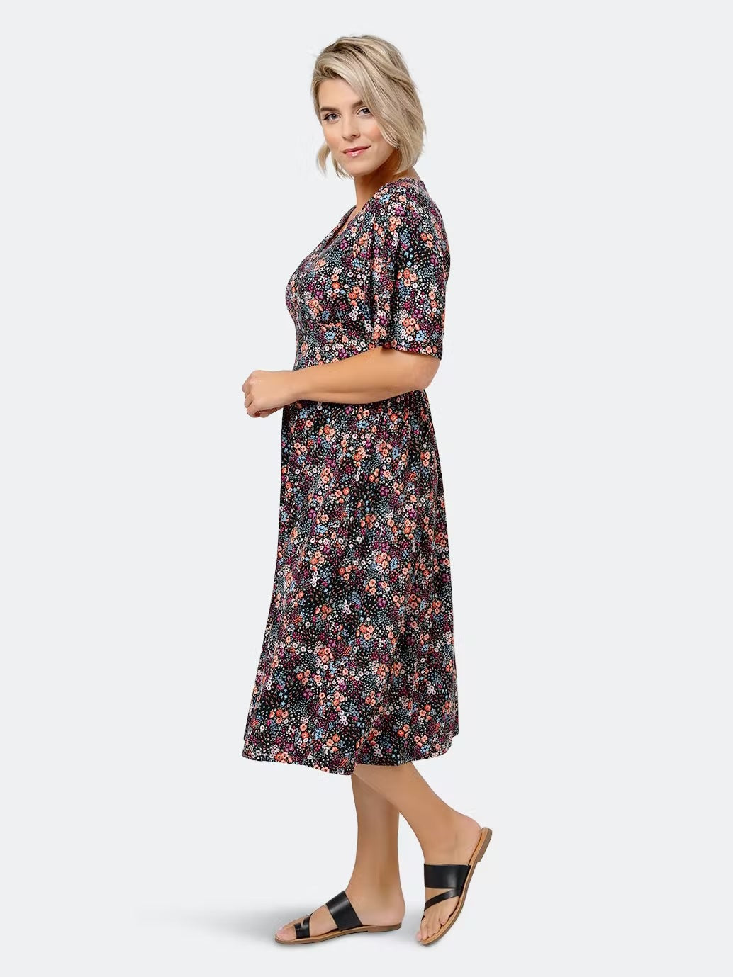 Leota Women's Confetti Floral Lord & Taylor Zoe Dress Black