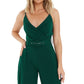 Quiz Women's Embellished Sleeveless Wide Leg Jumpsuit Green Size 10