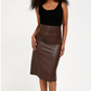 Silk & Salt Vegan Leather Luxury Skirt Brown