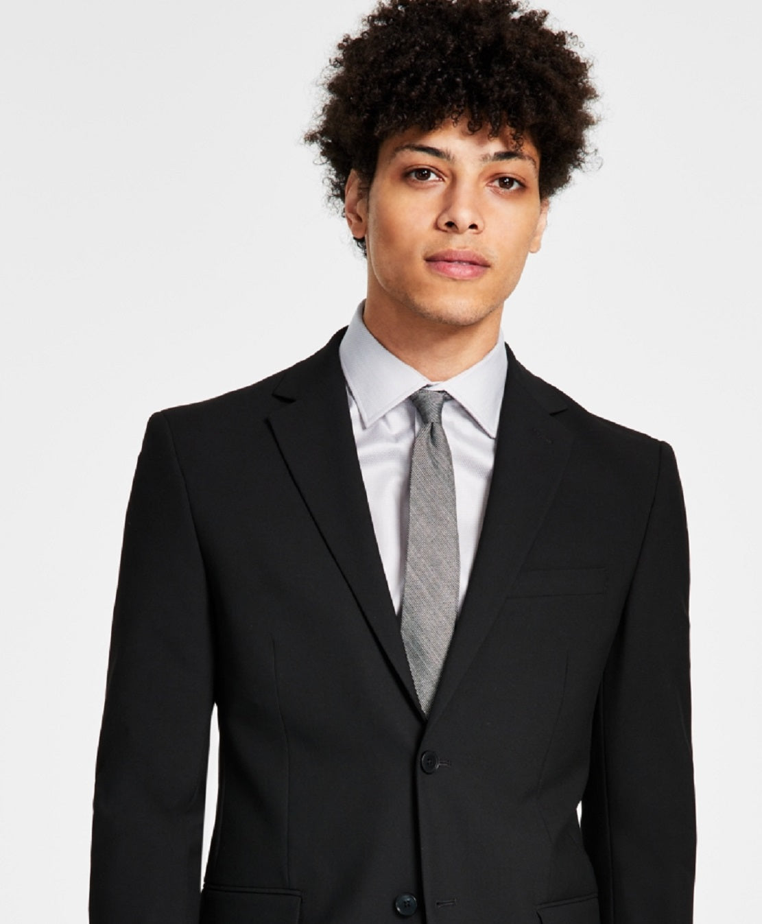 DKNY Men's Modern Fit Stretch Suit Jacket Black Size 38