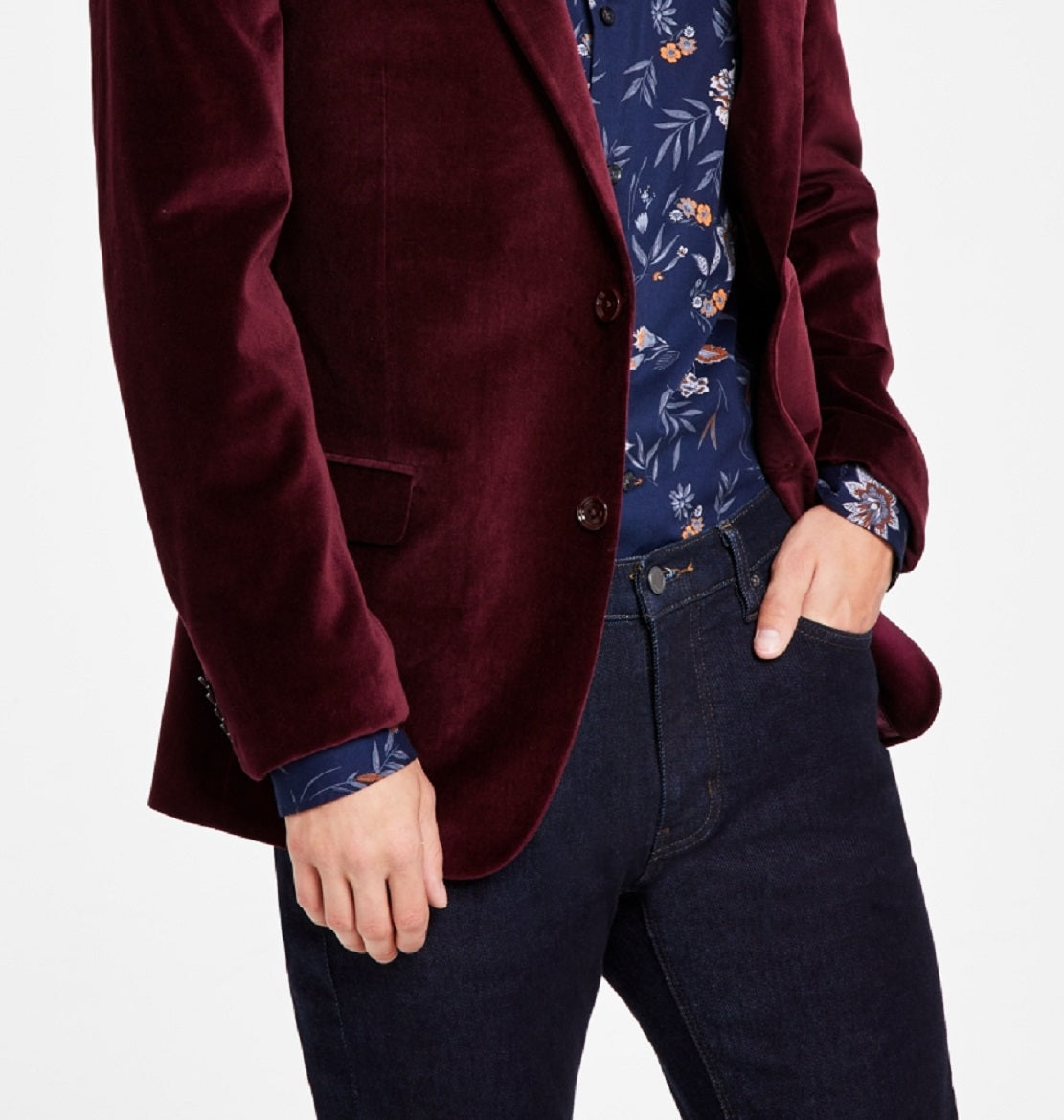 Alfani Men's Slim Fit Solid Velvet Blazer Red Size 40