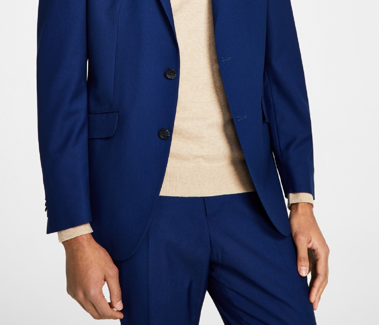 Kenneth Cole Reaction Men's Techni Cole Suit Separate Slim Fit Suit Jacket Blue Size 44
