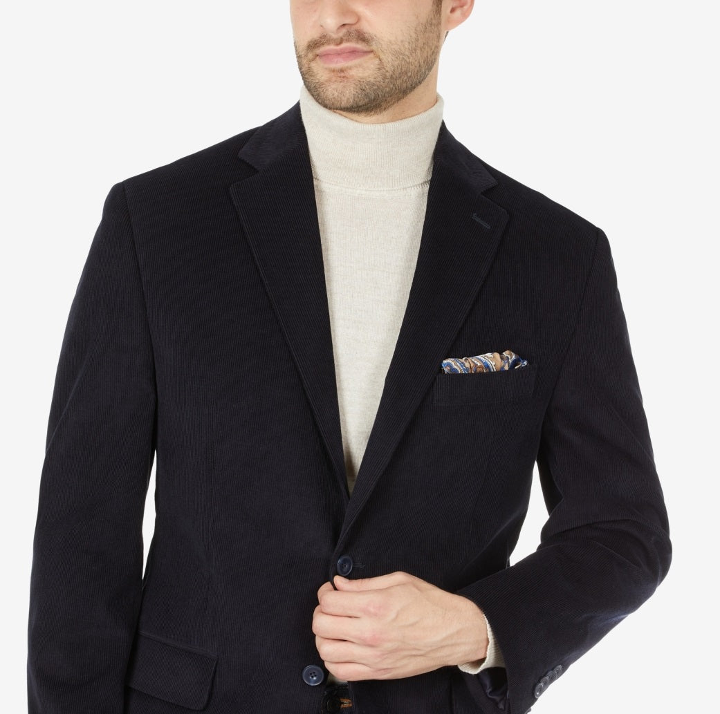 Michael Kors Men's Modern Fit Corduroy Blazer Blue Size 40