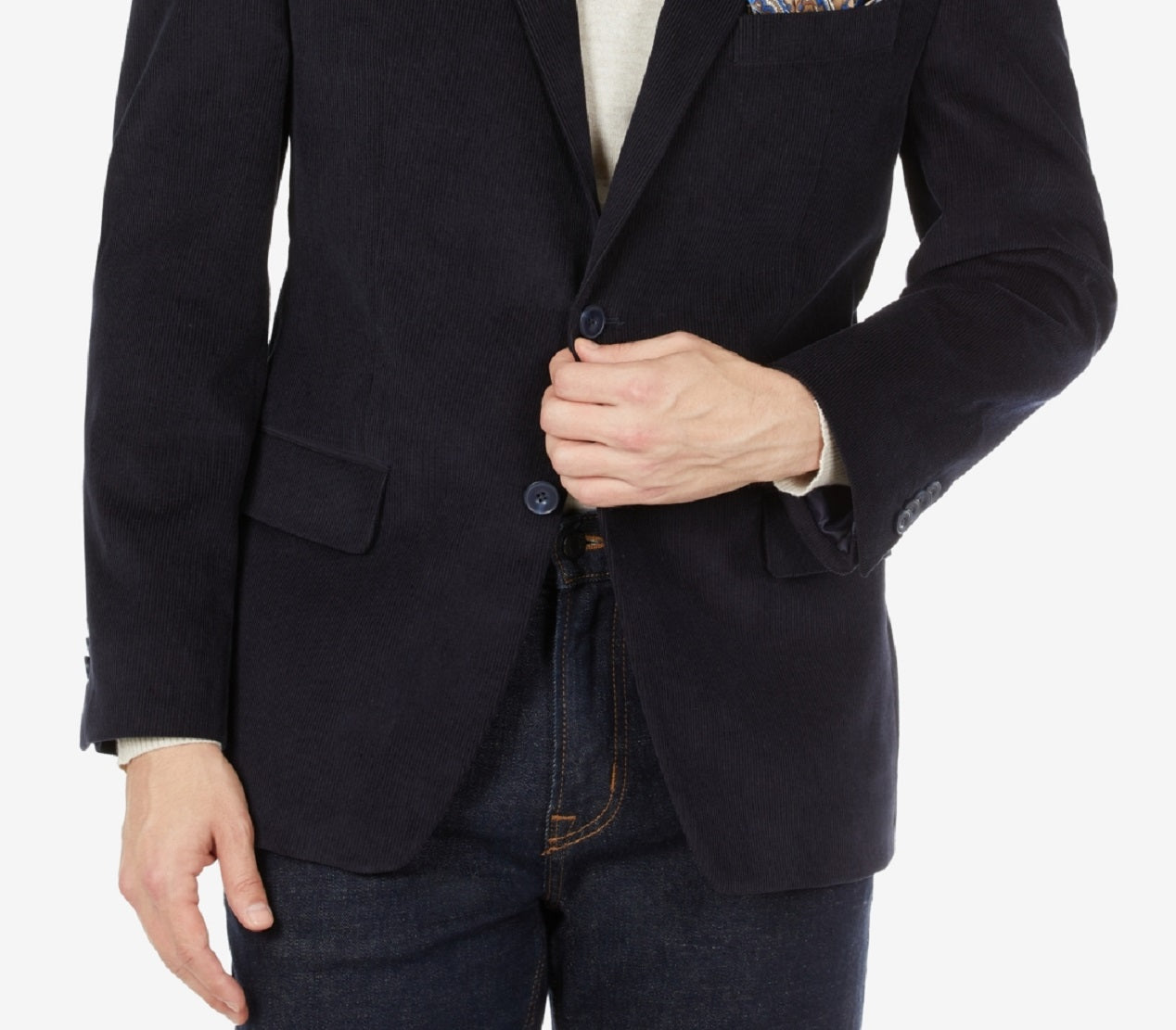 Michael Kors Men's Modern Fit Corduroy Blazer Blue Size 40