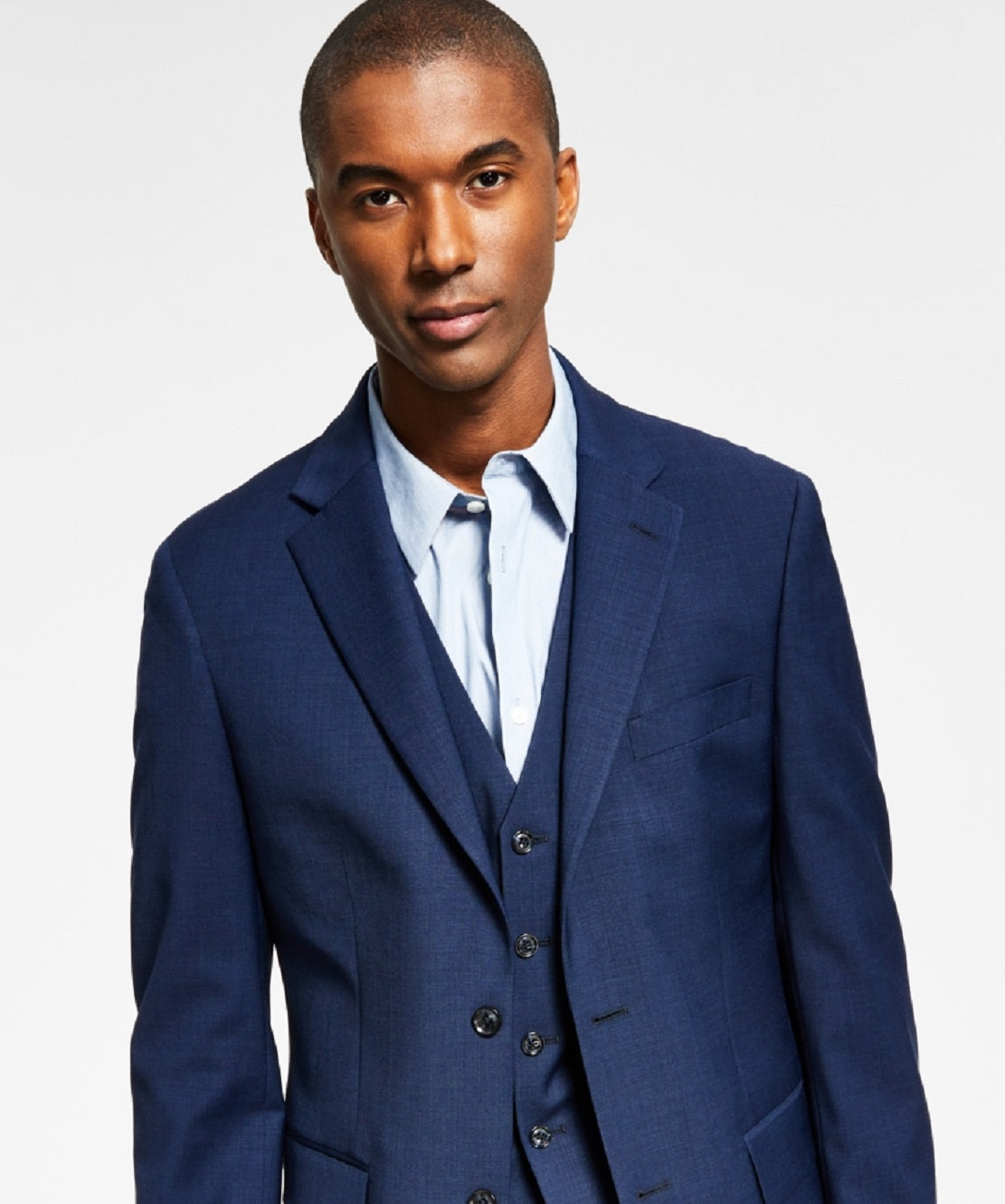 Tommy Hilfiger Men's Modern Fit Th Flex Stretch Solid Suit Jacket Blue Size 42