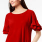 INC International Concepts Women's Ruffled Sleeve Top Red Size Medium