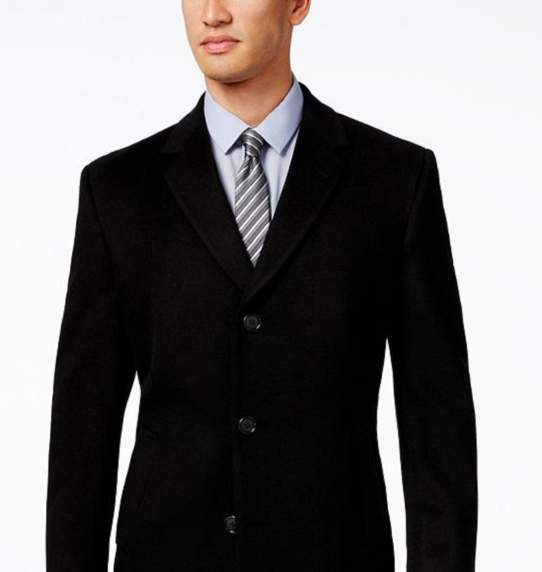Kenneth Cole Reaction Men's Raburn Wool Blend Over Coat Black Size 36