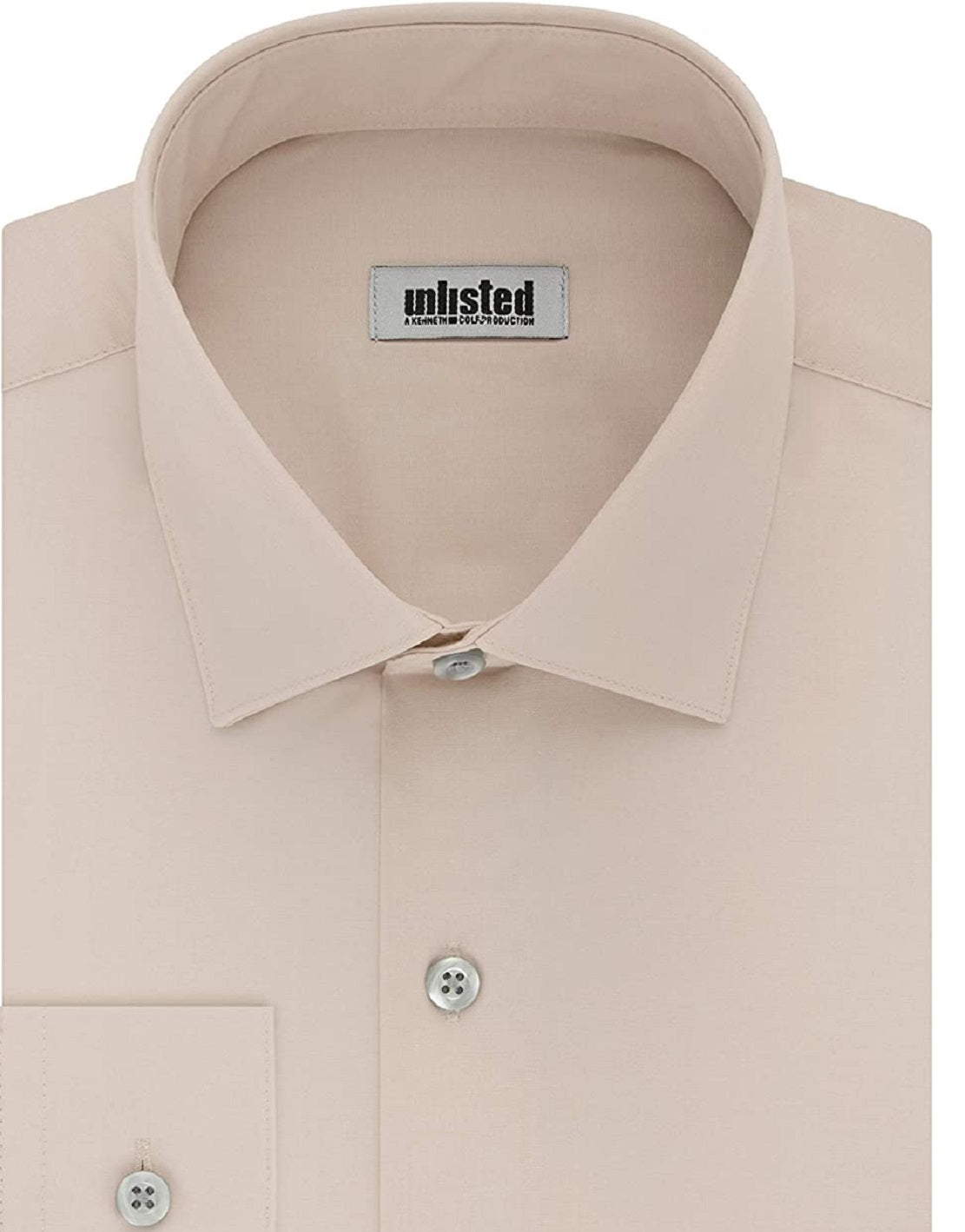 Kenneth Cole Men's Regular Fit Solid Dress Shirt Beige Size 14.5X32-33-S