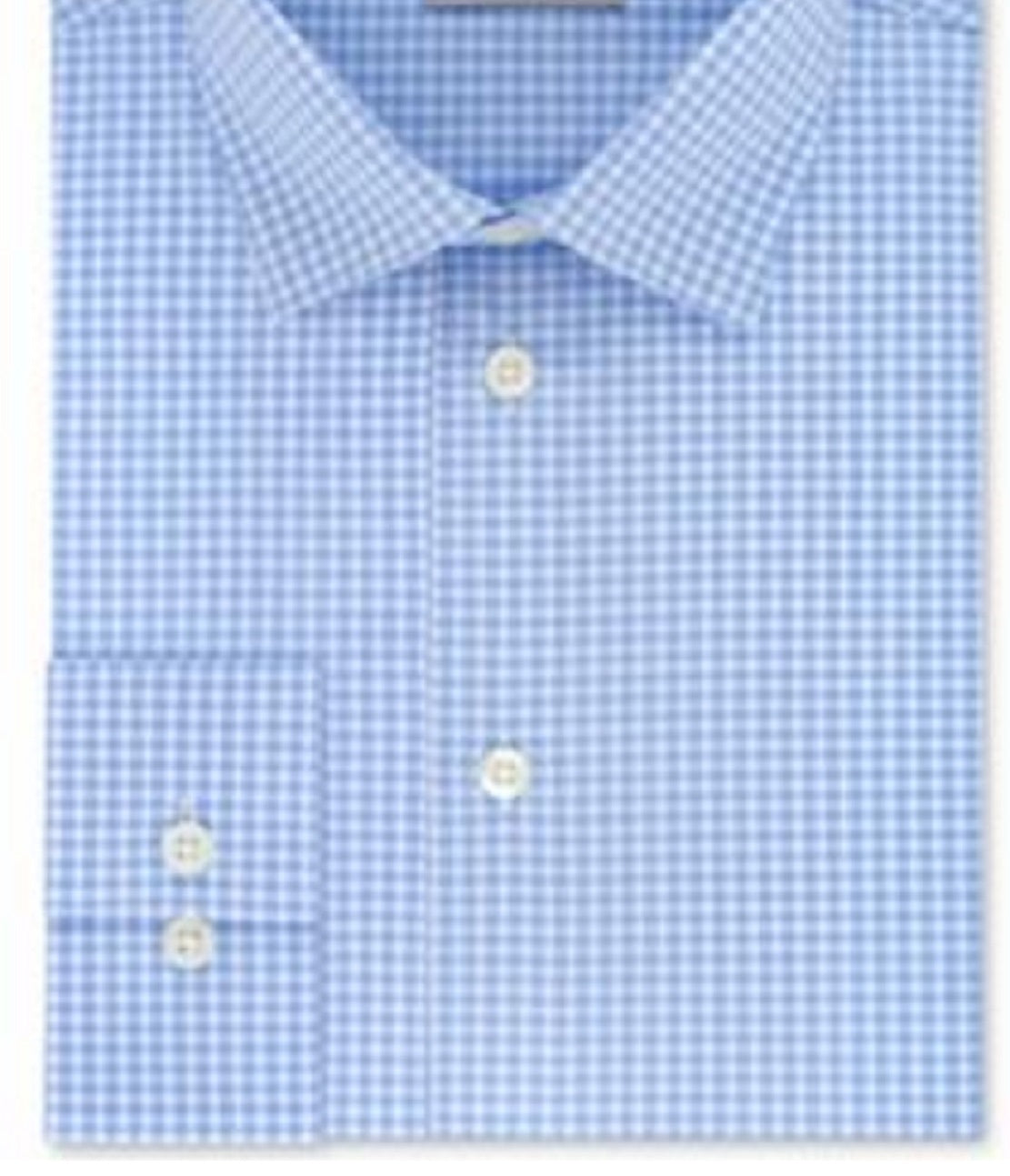 Kenneth Cole Men's Regular Fit Checks and Stripes Dress Shirt Blue Size L