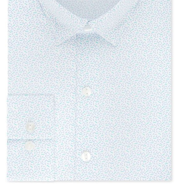 Kenneth Cole Men's Printed Collared Slim Fit Dress Shirt Blue Size 36-37