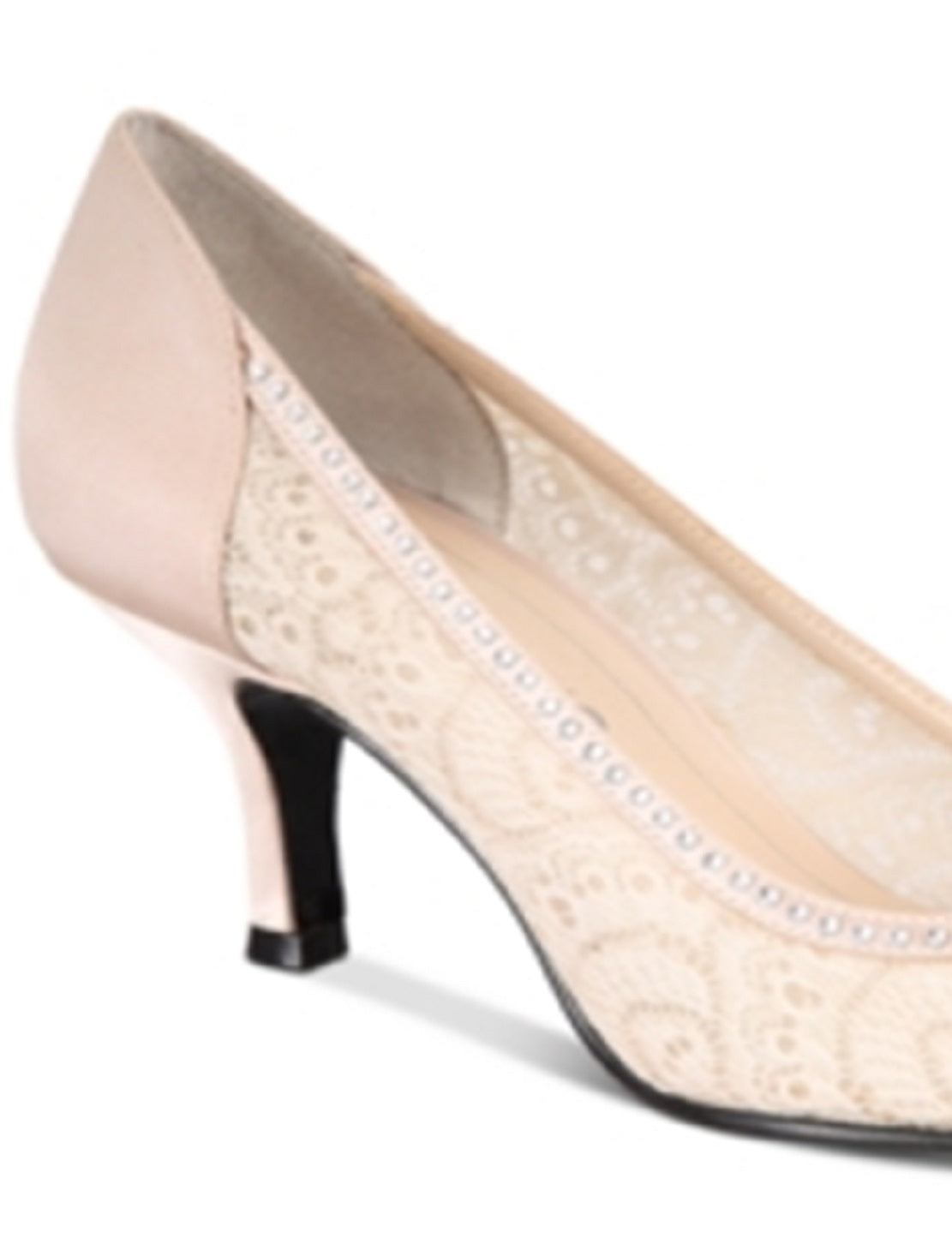 Caparros Women's Rhinestone Lace Quillian Pointed Toe Kitten Heel Slip On Dress Pumps Brown Size 7.5 M