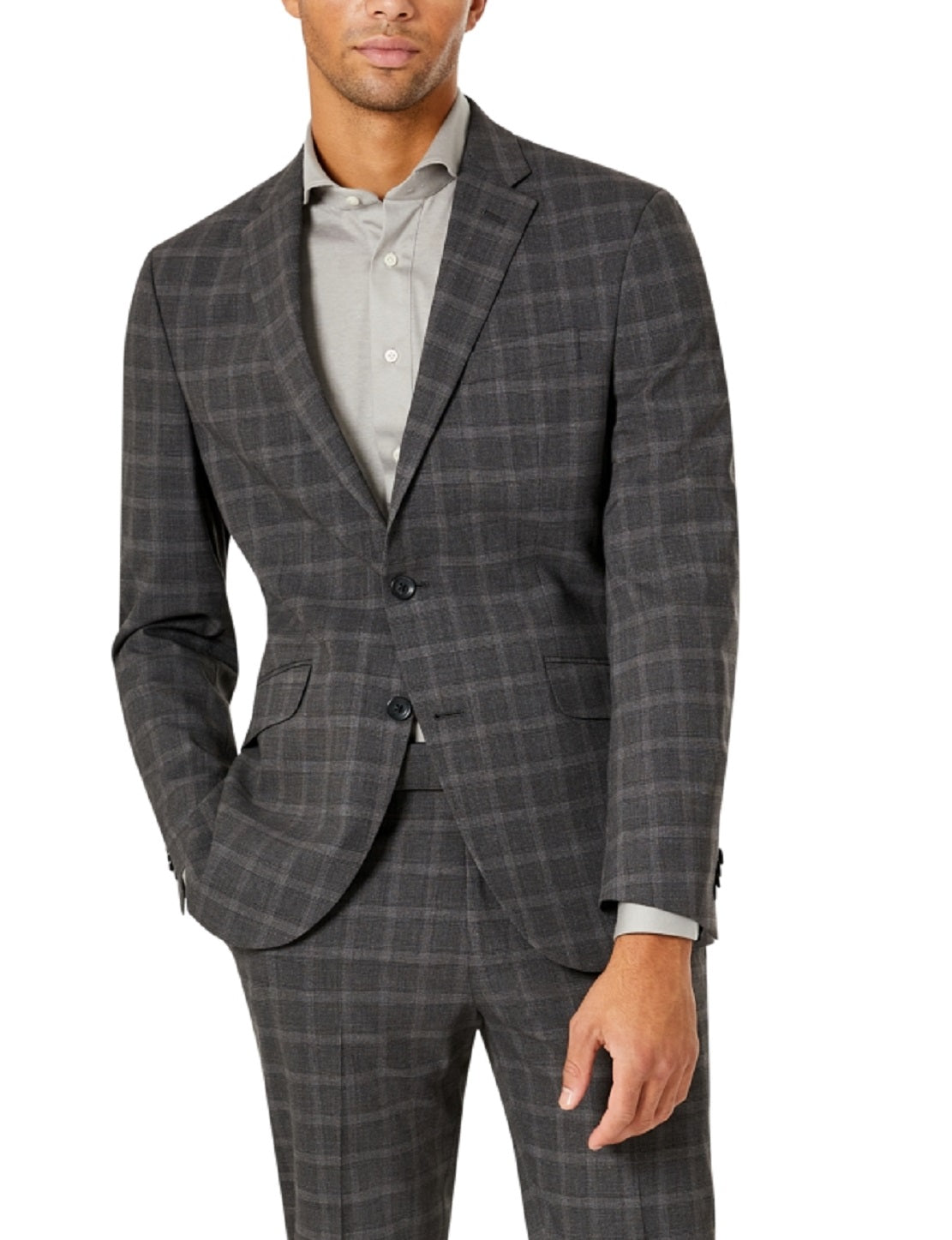 Kenneth Cole Reaction Men's Slim Fit Ready Flex Stretch Suit Gray Size 44
