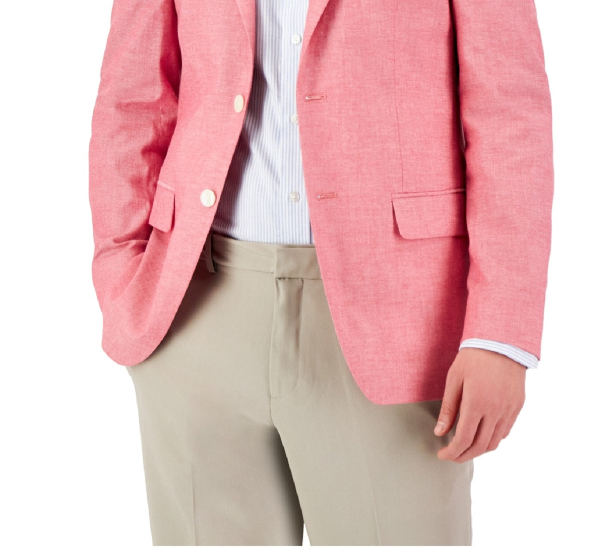 Tommy Hilfiger Men's Modern Fit Cotton Sport Coat Pink Size 46