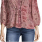 John Paul Richard Women's Cinched Waist Printed Blouse Purple Size Large
