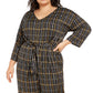 NY Collection Women's Plus Jumpsuit Tie Front V Neck Black Size 1X