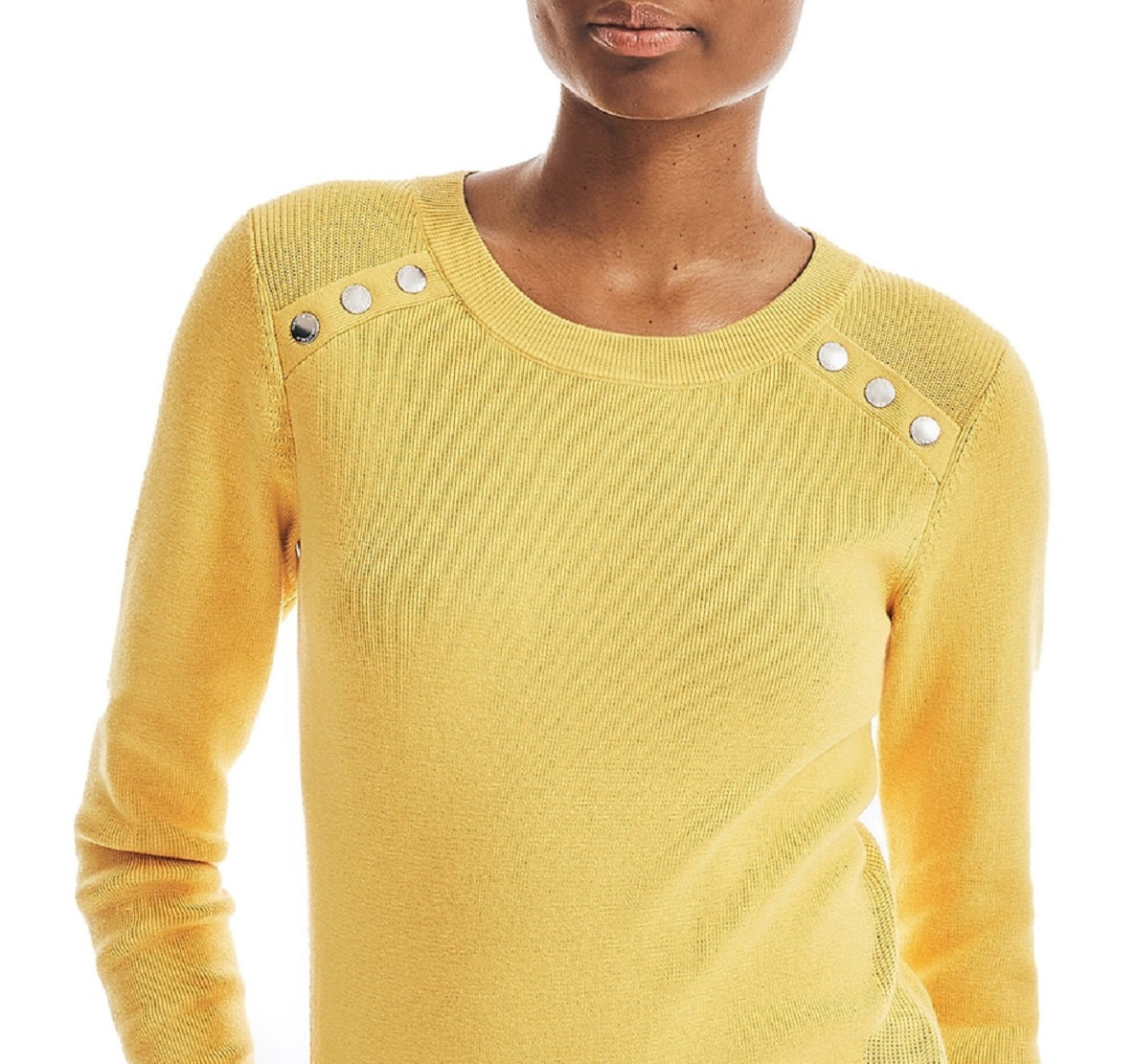 Nautica Women's Sustainably Crafted Rib Knit Sweater Yellow Size Small