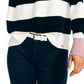 Nautica Women's Striped V Neck Sweater Black Size Small