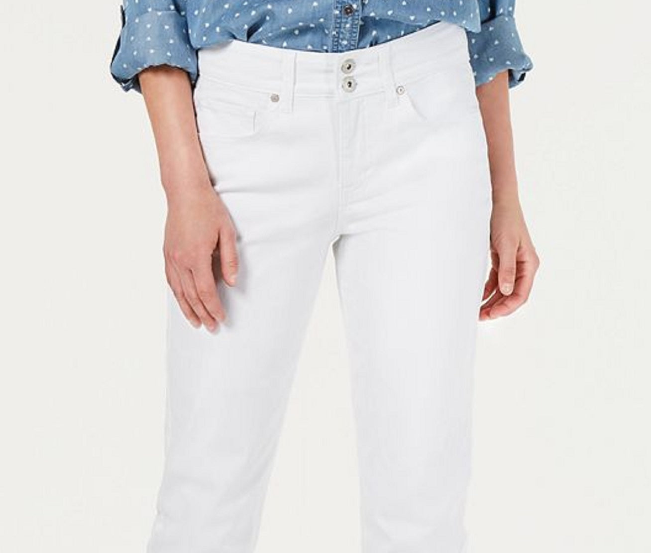 Style & Co Women's High Cuffed Capri Jeans White Size 6