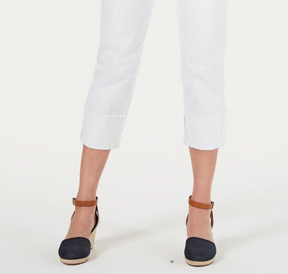 Style & Co Women's High Cuffed Capri Jeans White Size 6