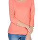 Karen Scott Women's Scoop Neck Three Quarter Sleeves Pullover Top Orange Size XX-Large