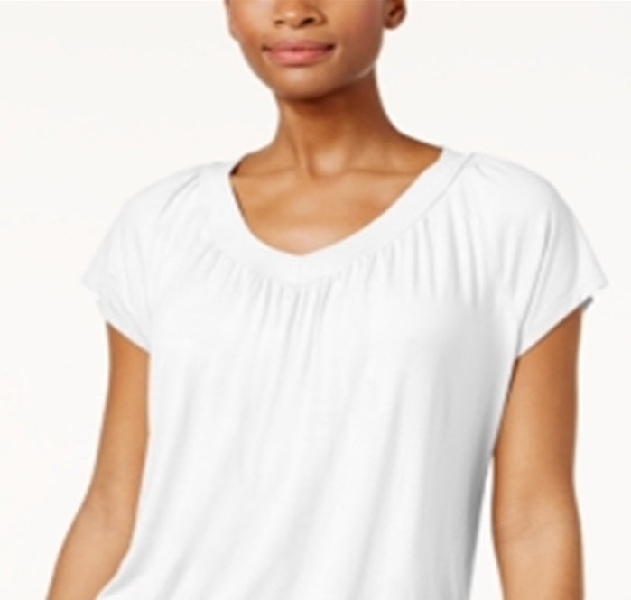 JM Collection Women's Blouson T-Shirt White Size XX-Large