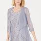 R & M Richards Women's Embellished Lace Sheath Dress & Jacket Gray Size 12