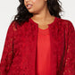Anne Klein Women's Bonded Lace Cardigan Jacket Red Size 18W