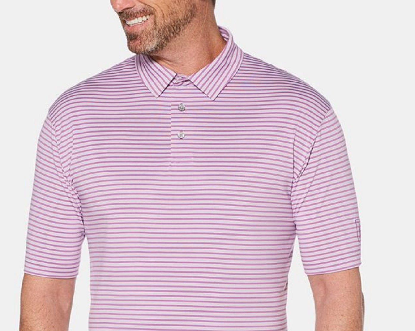 PGA Tour Men's Striped Short Sleeve Polo Shirt Purple Size XX-Large