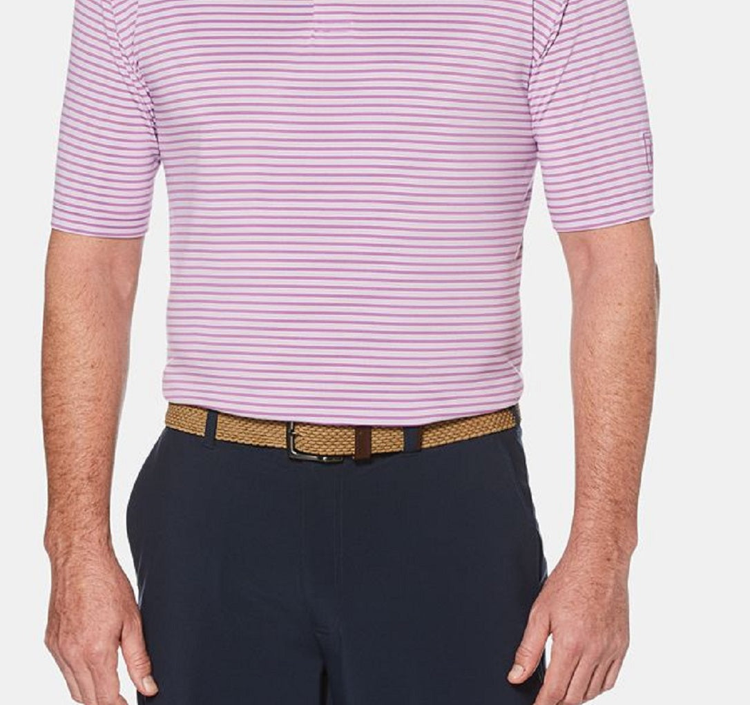PGA Tour Men's Striped Short Sleeve Polo Shirt Purple Size XX-Large