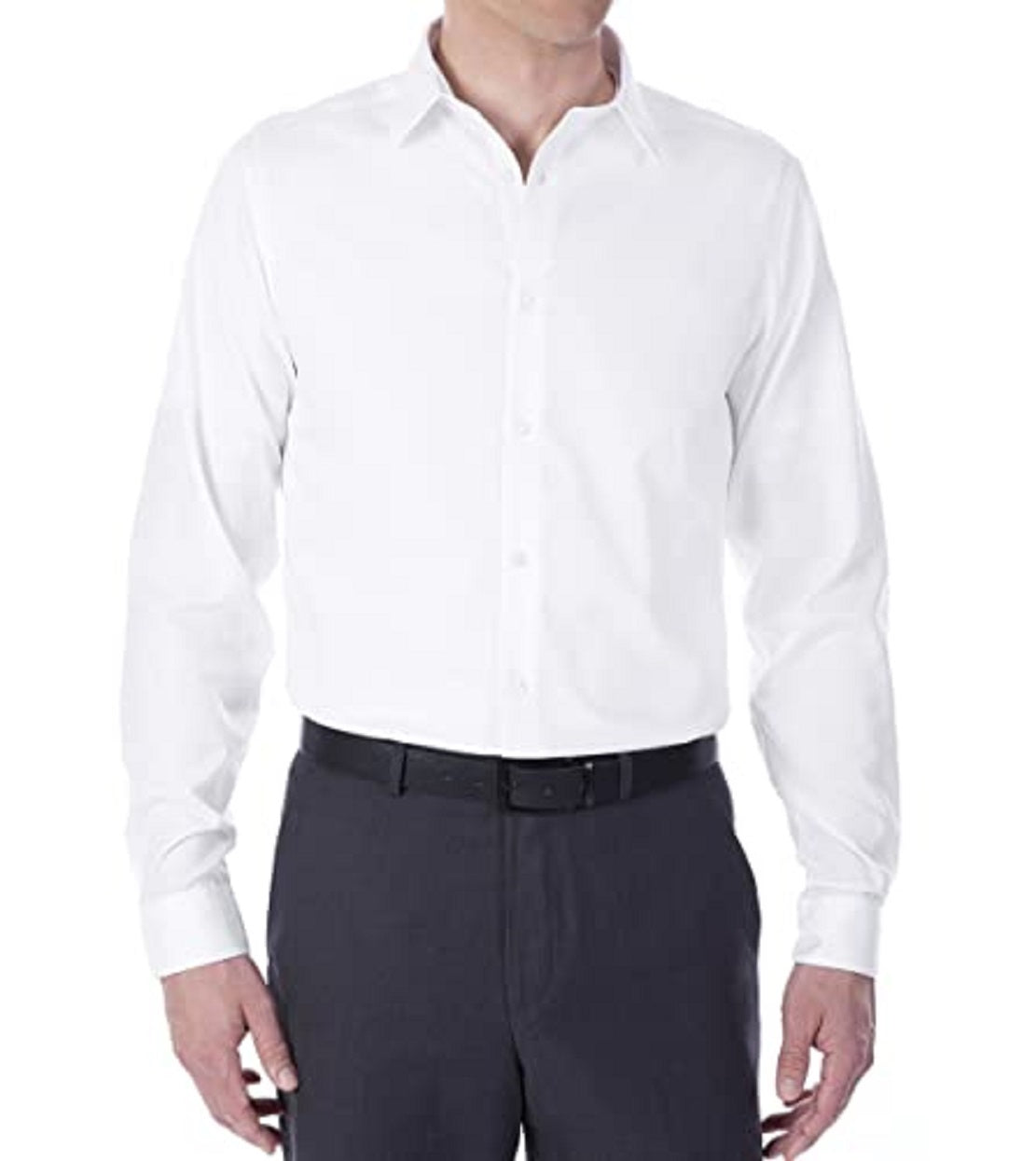 Calvin Klein Men's Extra Slim Fit Non Iron Performance Herringbone Dress Shirt White Size 13.5X32X33