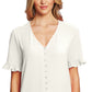 CeCe Women's Ruffle Sleeve Blouse Brown Size Large