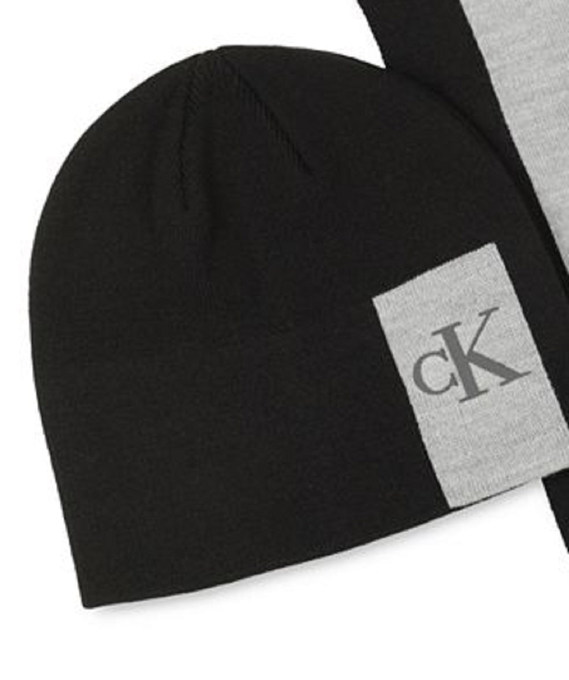 Calvin Klein Men's Logo Scarf & Beanie Hat Set Black Size Regular