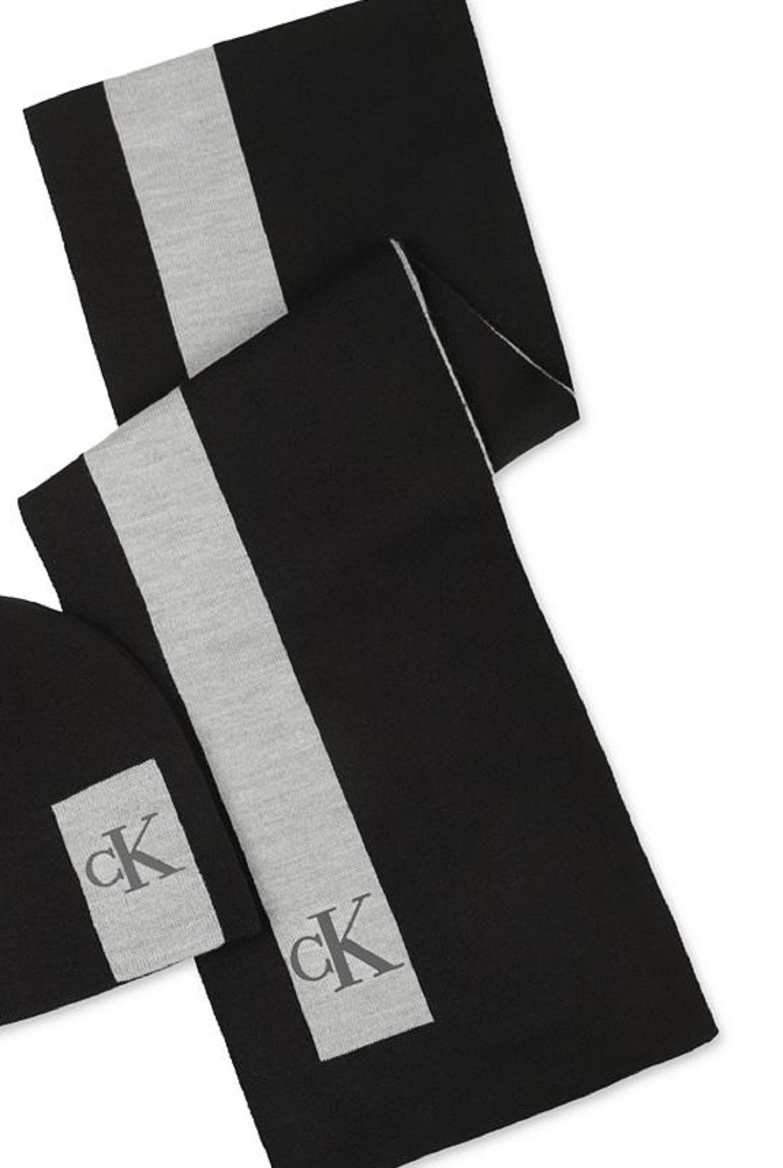 Calvin Klein Men's Logo Scarf & Beanie Hat Set Black Size Regular