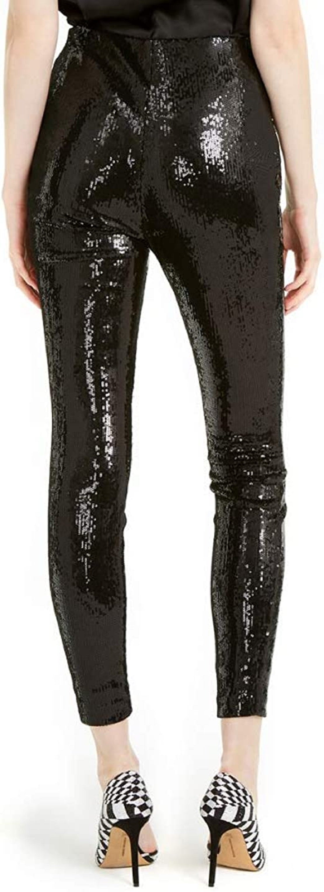 INC International Concepts Women's Sequined Skinny Ankle Pants Black Size XX-Large